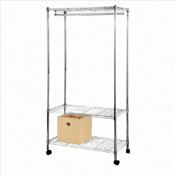 Proman Th Ree Tier Wire Shelving With Hanger Rod