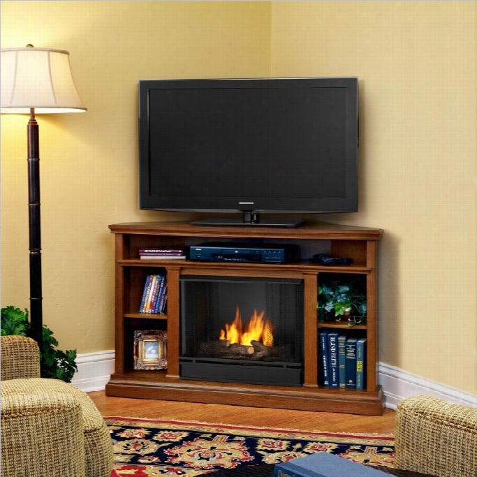 Real Flame Churchill  Gel Corner Fireplace In Oak