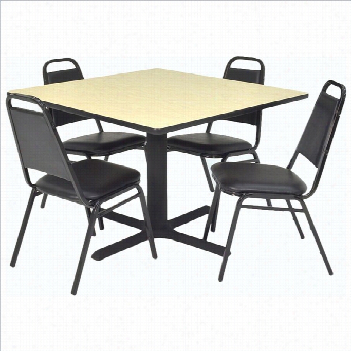 Regency 5 Piece Dining Set In Black And Maple-42 Inch