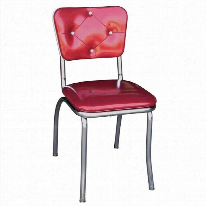 Richardson Seati Ng Retro 1950s Button Tufted Diner  Dining Chair In Glittery Sparkle Red