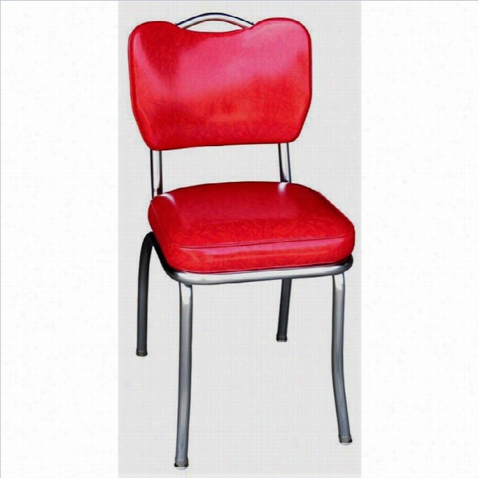 Richardson Seating Retro Handle Bzck Chrome Diner Diniing Chair In Cracked Ice Red