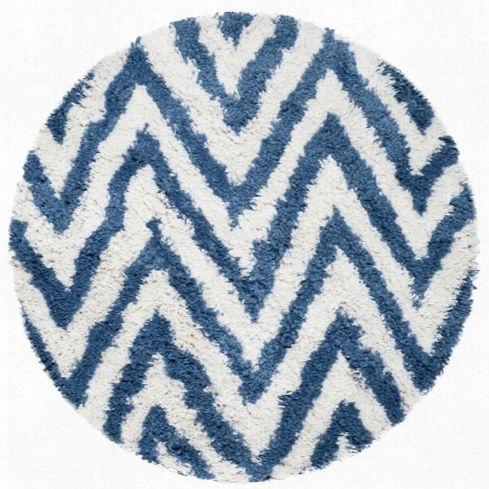 Safavieh Shag Round Rug In Ivory / Blue