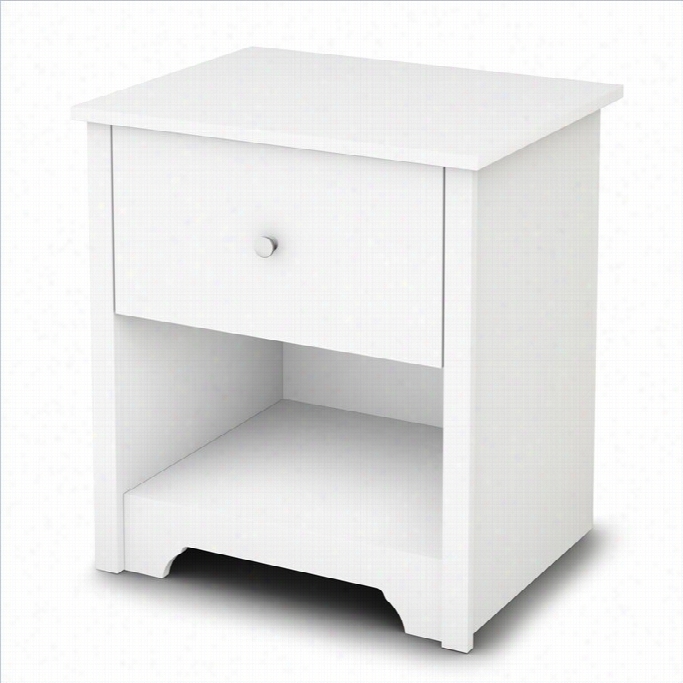 South Shore Breakwater Nightstand In Pure White Finish