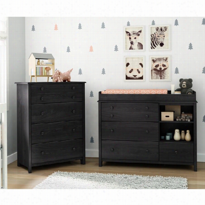 South Shore Little Ssmileys Changing Table Ahd Chest Set In Gray Oak