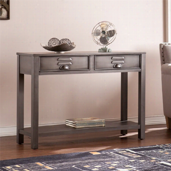 Southerly Etnerprises Radclif F   Metal Console Table In Renovation Gray