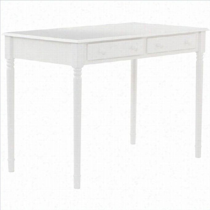 Southern Enterprises Wood Writing Computer Desk In Curled White