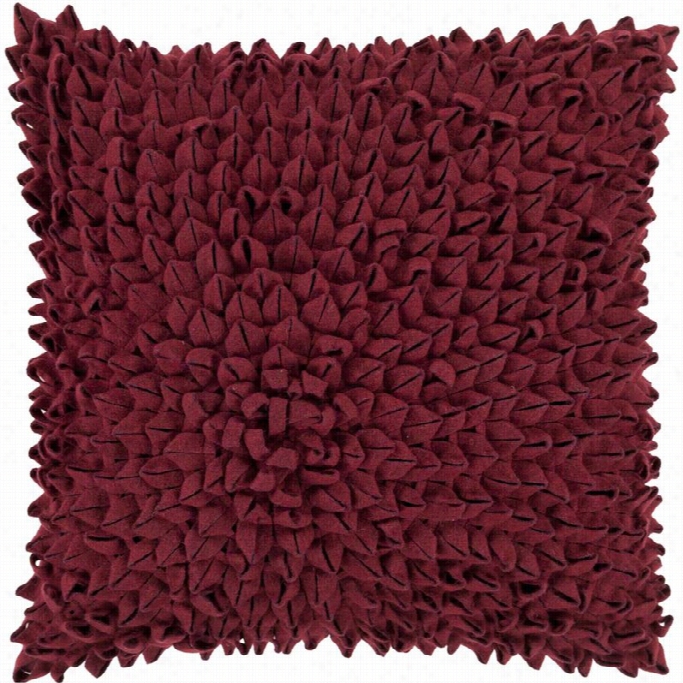 Surya Dahlia Down Satisfy 20 Square Pillow In Burgundy