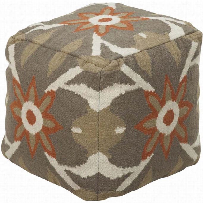 Surya Wool Cube Pouf Ottoman I Olive