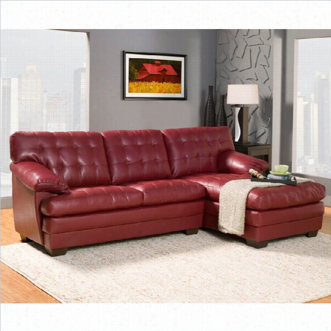 Trent Home Brooks Oversized Tufted 2 Piece Leather Sectiional In Red