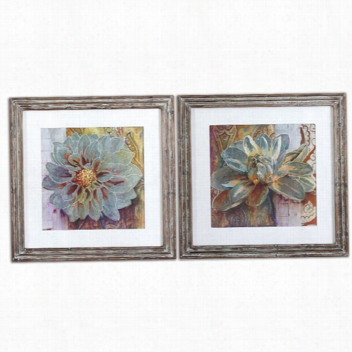 Uttrmost Sublime Truth Framed Floral Art In Distressed Brown (set Od 2)