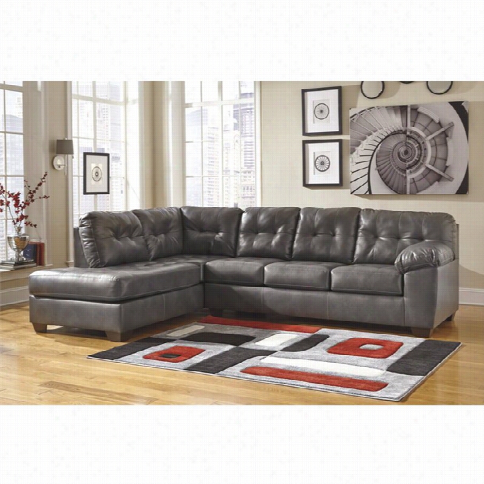 Ashley Laliston Leather Left Facing Sectional In Gray