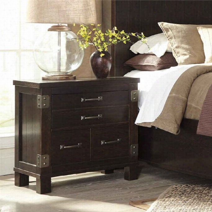 Ashley Haddigan  2 Draaer Wood Nightstand In Dark Brown