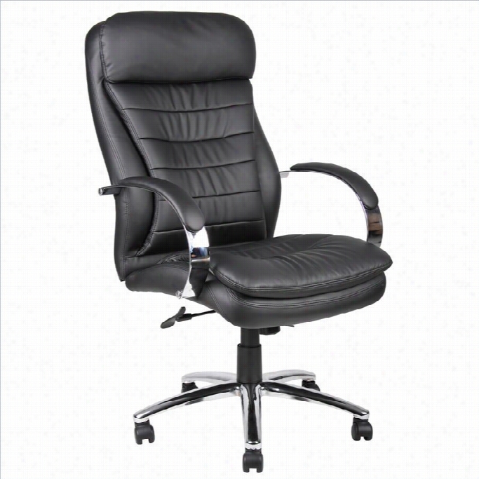 Boss Office Productts Hi-back Caressoft Plus Executive Office Chair Attending Chrome Base-spring Thrust