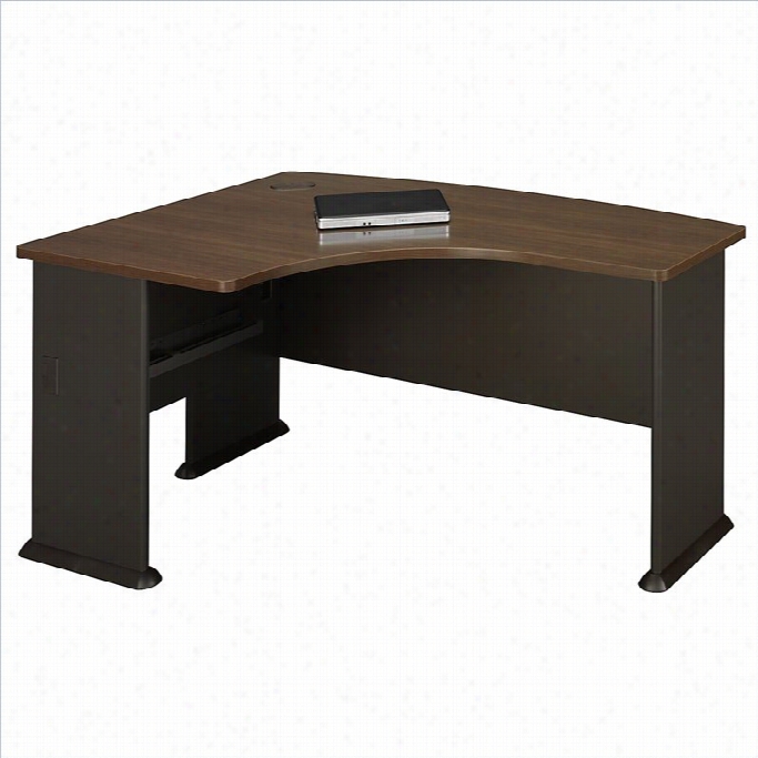 Bush Bbf Series A 60w X 44d Lh L-bow Desk In Sienna Walnut