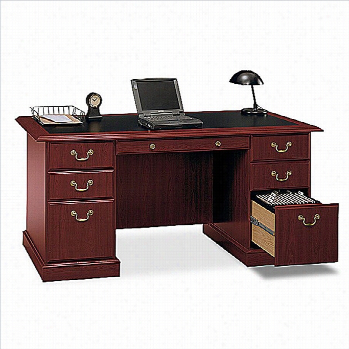 Bush Saratoga Executive Home Officr Computer Desk With Bo0kcase In Cherry