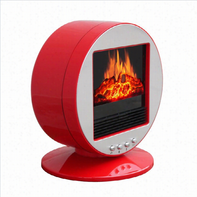 Coeliving Desktop Fireplace Space Heater In Red And Silverr