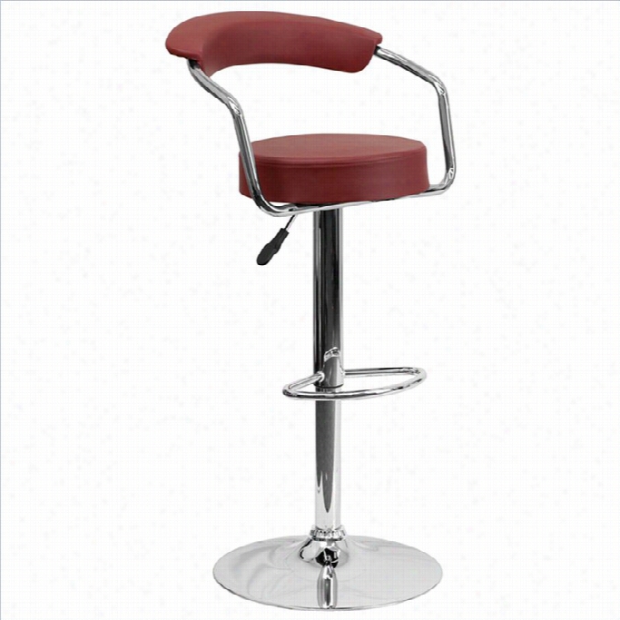 Flash Furniture 25 To 33 Adjustablee Bar Stool With Arms In Burgundy