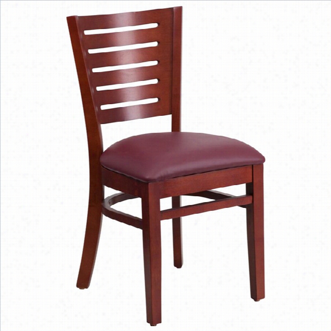Flash Furnture Darby Series Upholsteedr Restaurant Dining Chair In Mahogany And Burgundy