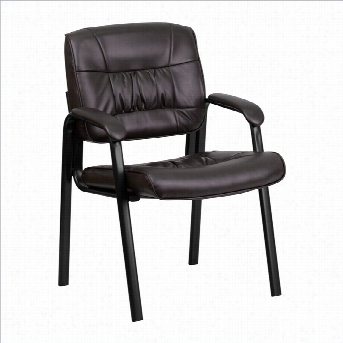 Flash Furniture Leather Gu Est Chair In Brown With Mourning Frame Finish