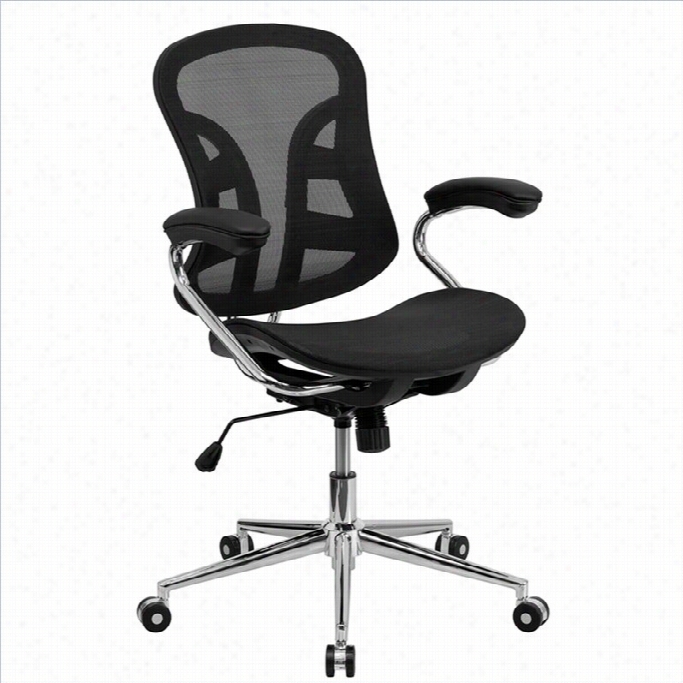 Flash Equipage Mesh Comluter  Office Chair In Black And Chrrome