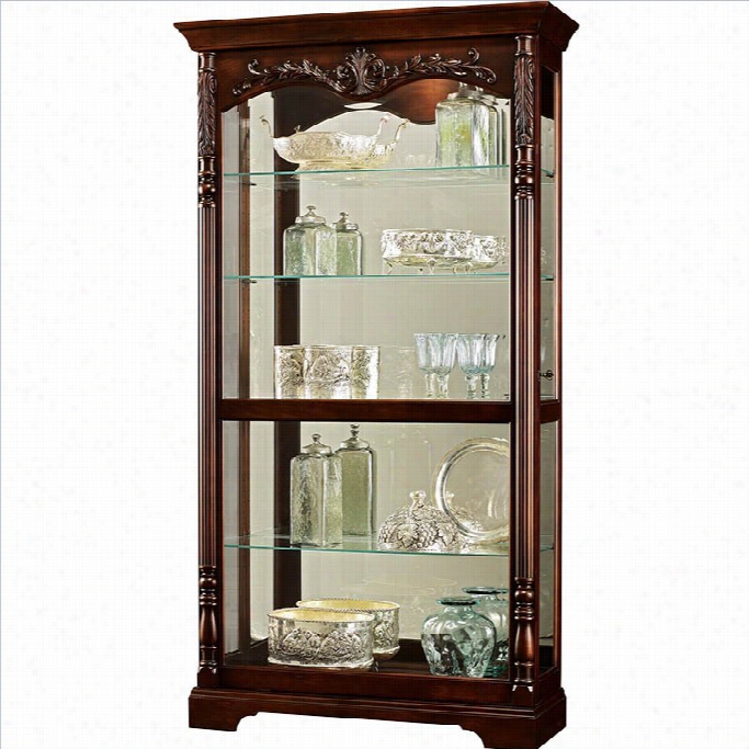 Howard Miller Felicia Curio Cabinet In Distressed Simple Cherry