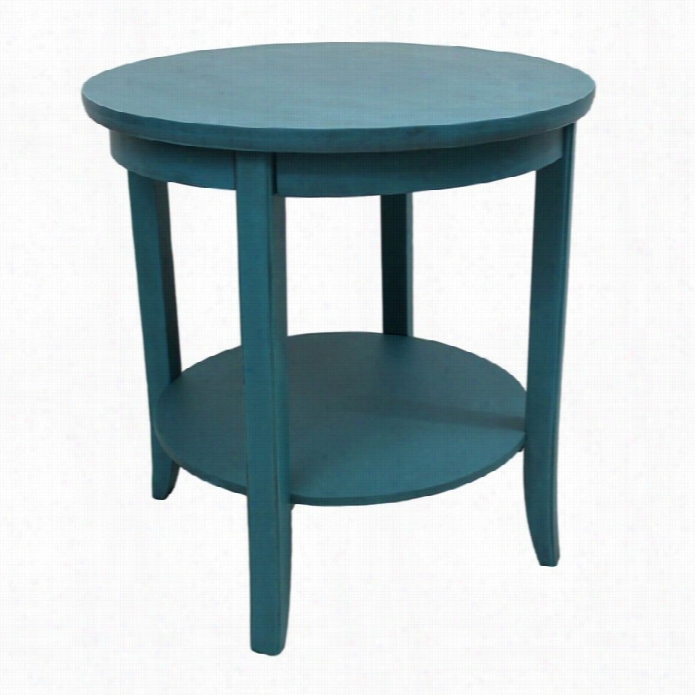 Intenrational Caravan Ashbury Round Two Tier Endtable In An Tique  Teal