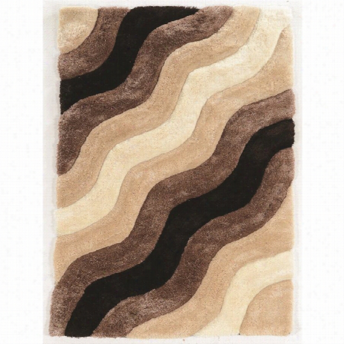 Linon Links 5' X 7' Hhand Tufted Wave Shag Rug In Brown