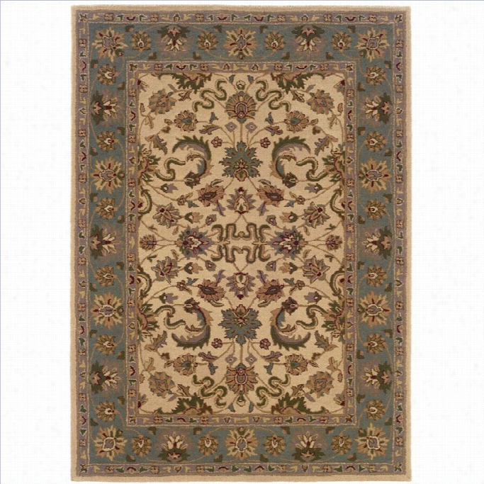 Linon Rugs Trio Traidtional Rectangular Area Rugi N Cream/light  Blue-1'10 X 2'10