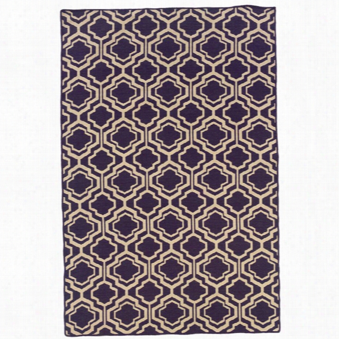 Linon Saloniki 5' X 8' Double Quatrefoil Wool Rug In Purple