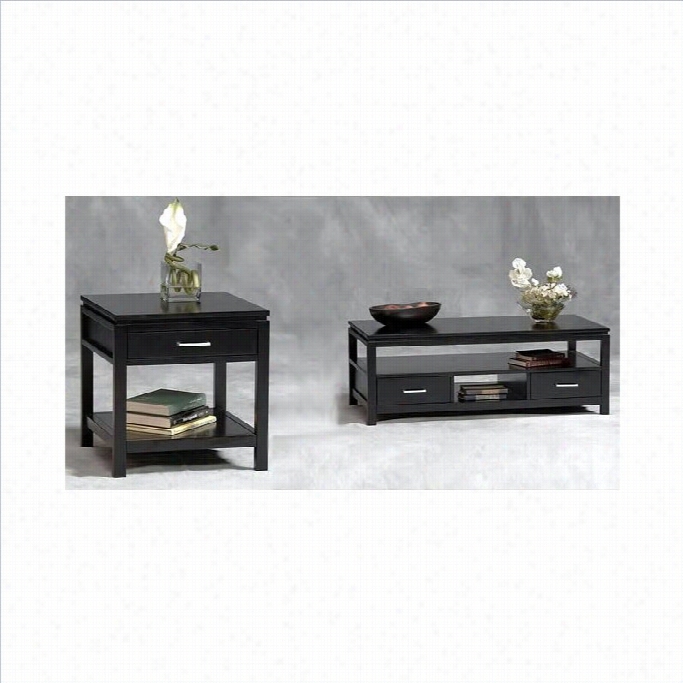 Linon  Stuton 2 Piece Coffee And End Table Set In Black