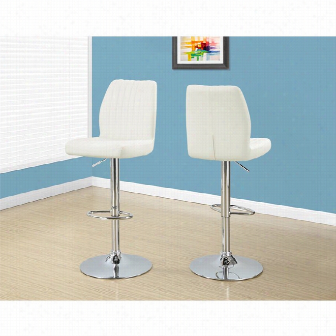 Monarch 26 To 31 Quilt Back Barstool In Whit E And Chrome (set Of 2)