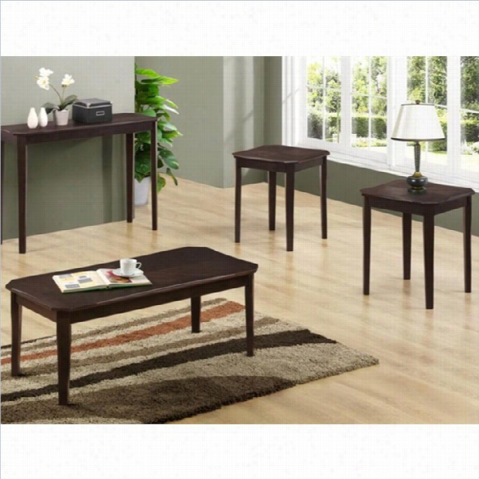 Monarch 3 Piece  Cherry Veneer Table Set In Cappuccino