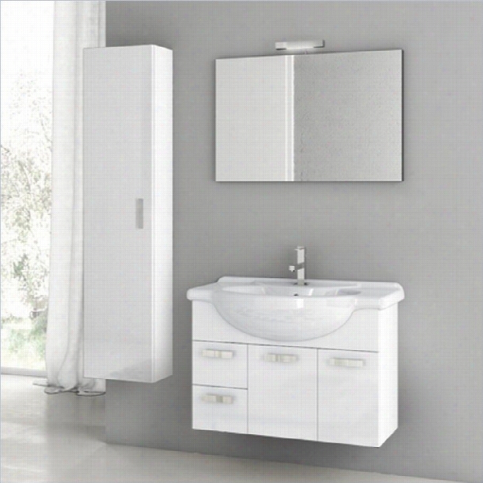 Nameek's Acf322 Phimex Wall Mouned Bathroom Vanity Set In Glossy White