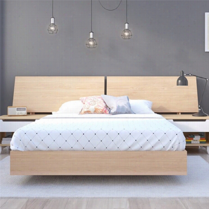 Nexera Nordik Fill Platform Bed With Panoramic Headboard In Maplr