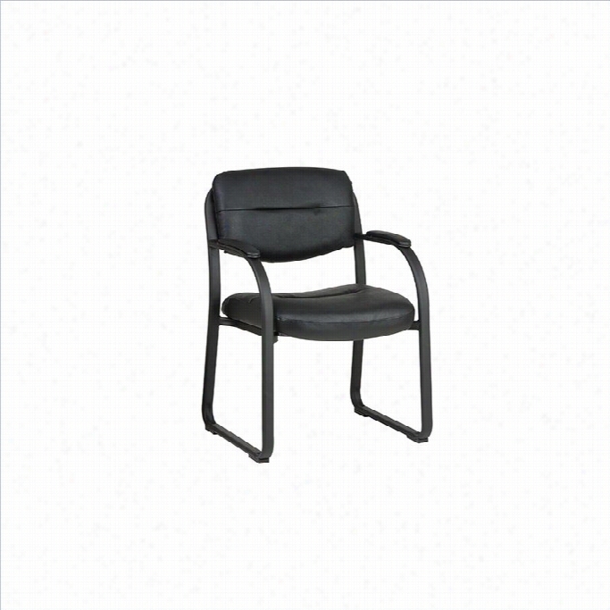 Office Star Deluxe Fauxleather Visitors Guest Chair With Sle D Base In Black