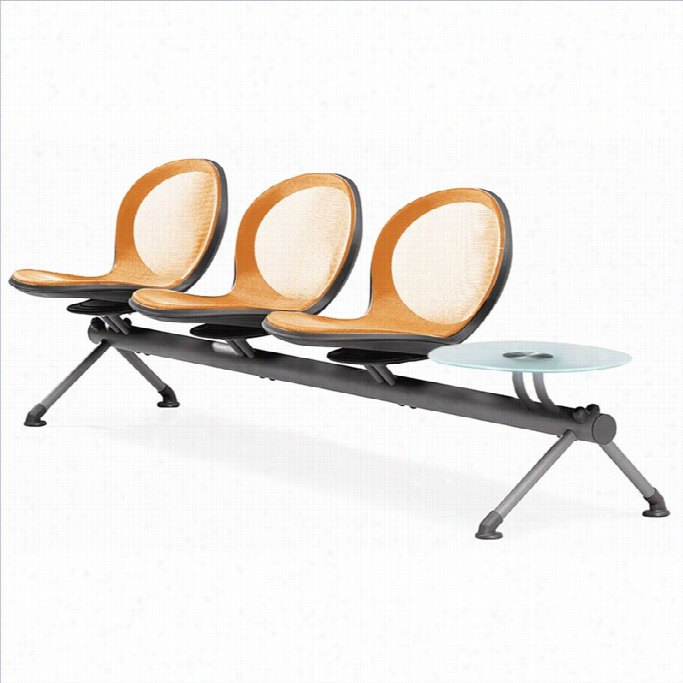 Ofm Beam Guest Chair With 3 Seats And Table In Orange