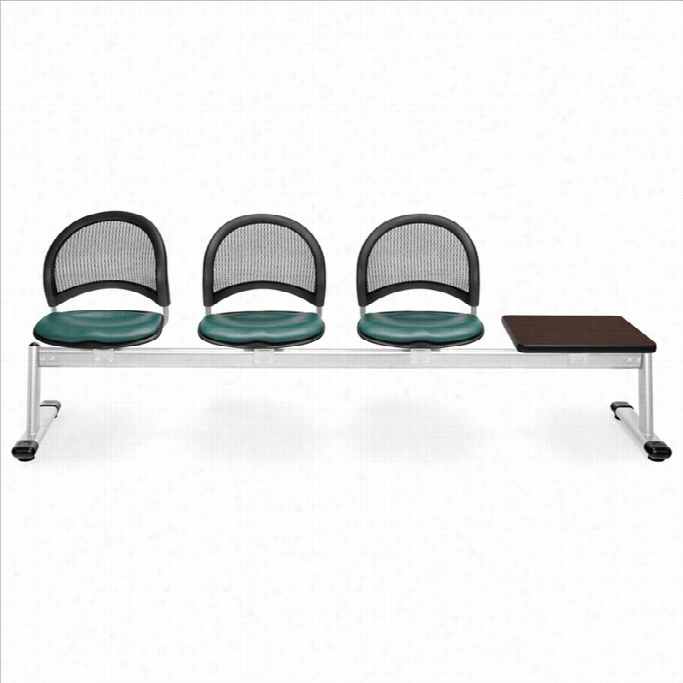 Ofm Moon 4 Ray Seating With 3 Vinyl Seat And Table In Teal And Mahogany