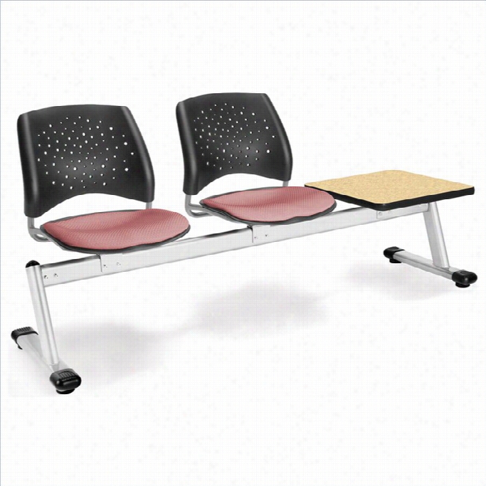 Ofm Star Beam Seating With 2 Seats And Table In Corl Pink And Oak