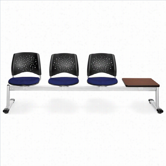 Ofm Star Beam Se Atingg With 3 Seats And Table In Navy And Mahogany