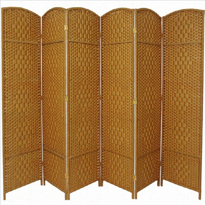 Oriental Diamond Weavr Room Divider With 6 Panel In Light Beige