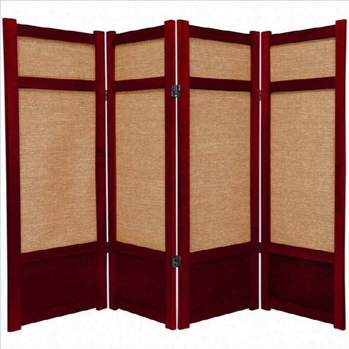 Oriental Furniture 4 ' High  Jute Shoji Screen In Rosewood