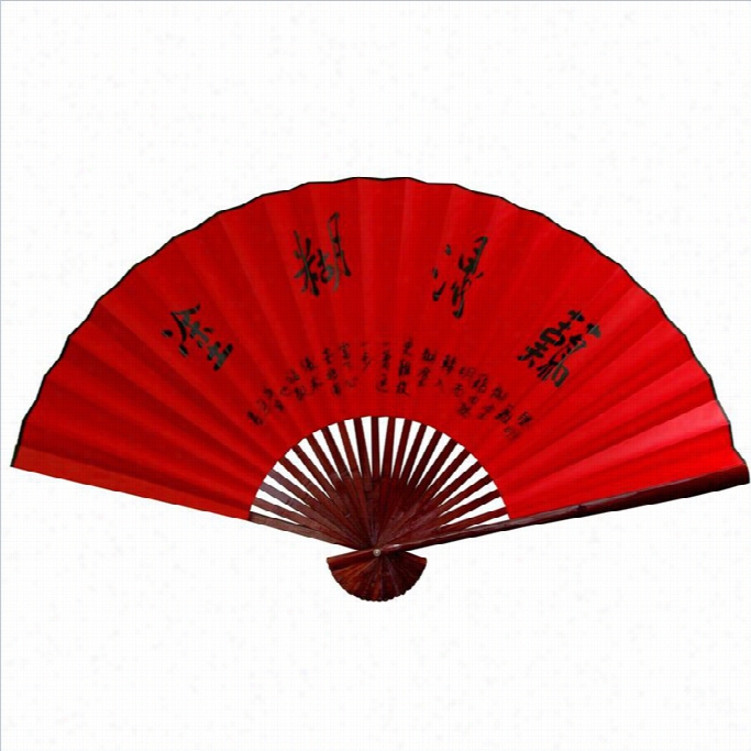 Orien Ta Lfurniture Calligraphy Fan In Red-12 Inches