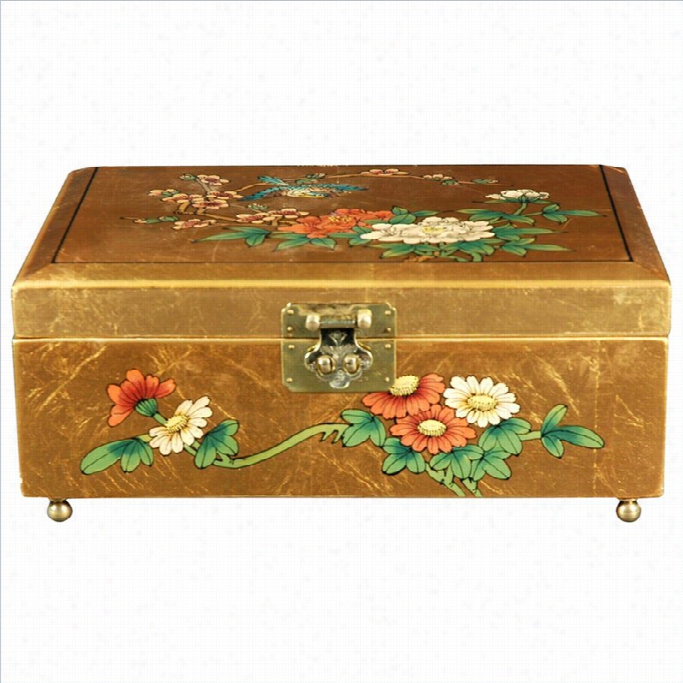 Oriental Furniture Clementina Jewekry Box In Goold