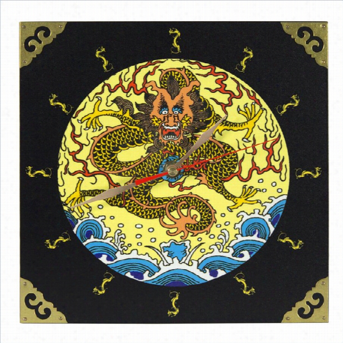 Oriental Furniture Dynasty Sea Dragon Waall Clock In Black