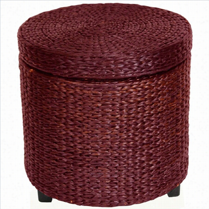 Orinetal Furniture Rush Grass Storage Footstool In Rred Mocha