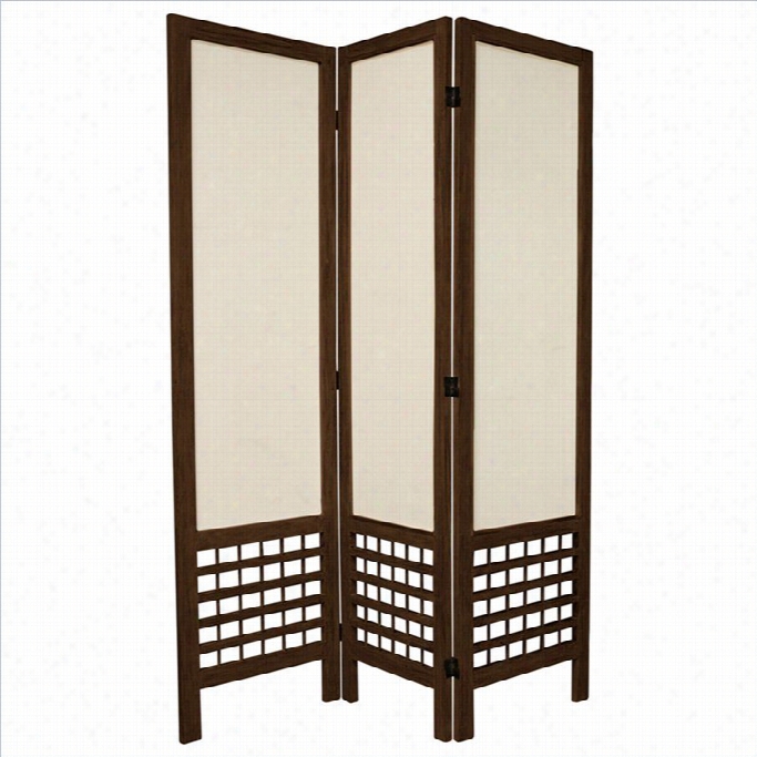Oriental Furniture Tall Open Lattice 3 Panel Room Divide In Brown
