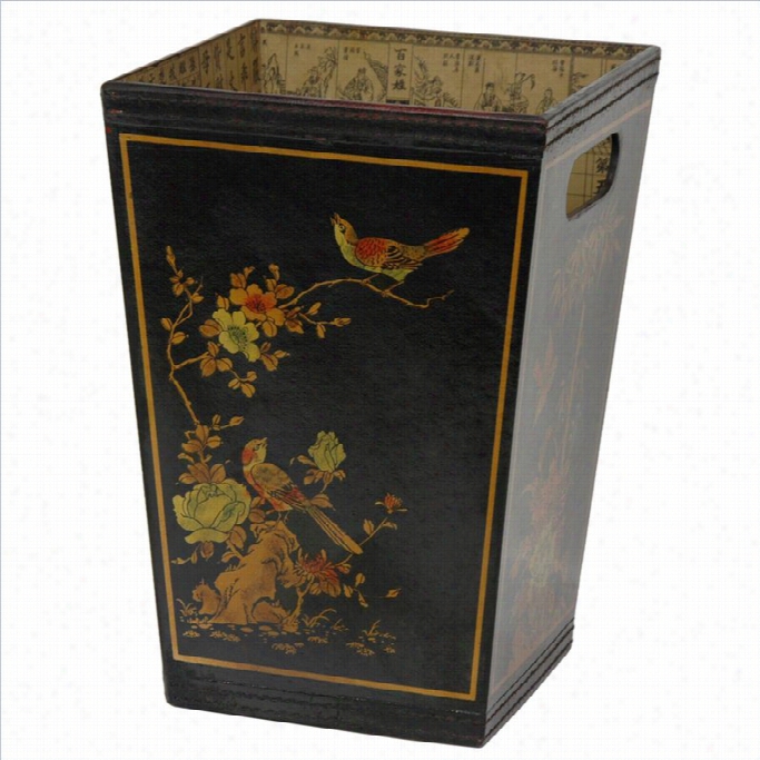 Oriental Furniture Trash Bin In Black