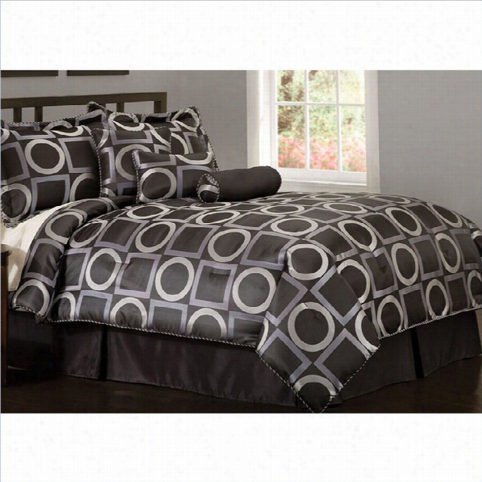 Pem America Geo Grid Black Comforter Set-quueen