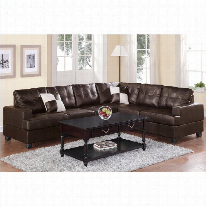 Poundex Bobkona Karren 2 Piece Reversible Srctional Sofa In Espresso