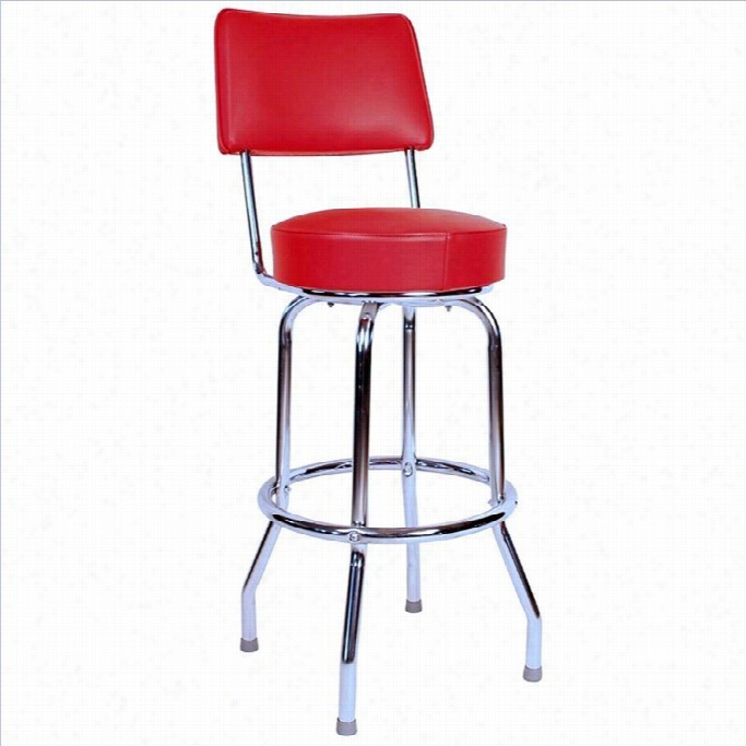 Richardson Seating Retro 1950s 24 Swivel Bar Stool In Red-24 Inch